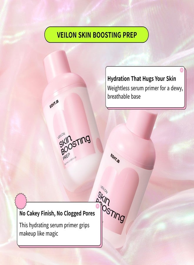 EDIT.B Veilon Skin Boosting Prep, Hydrating Korean Vegan Makeup Primer for Smooth & Glassy Skin, Pore Blurring, Long-Lasting Base Hold, Lightweight Serum Texture, Radiant Glow, 1.69 fl.oz / 50ml - Image 2